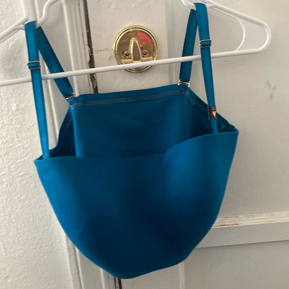 Blue Soft Fabric Bra with Curved Design